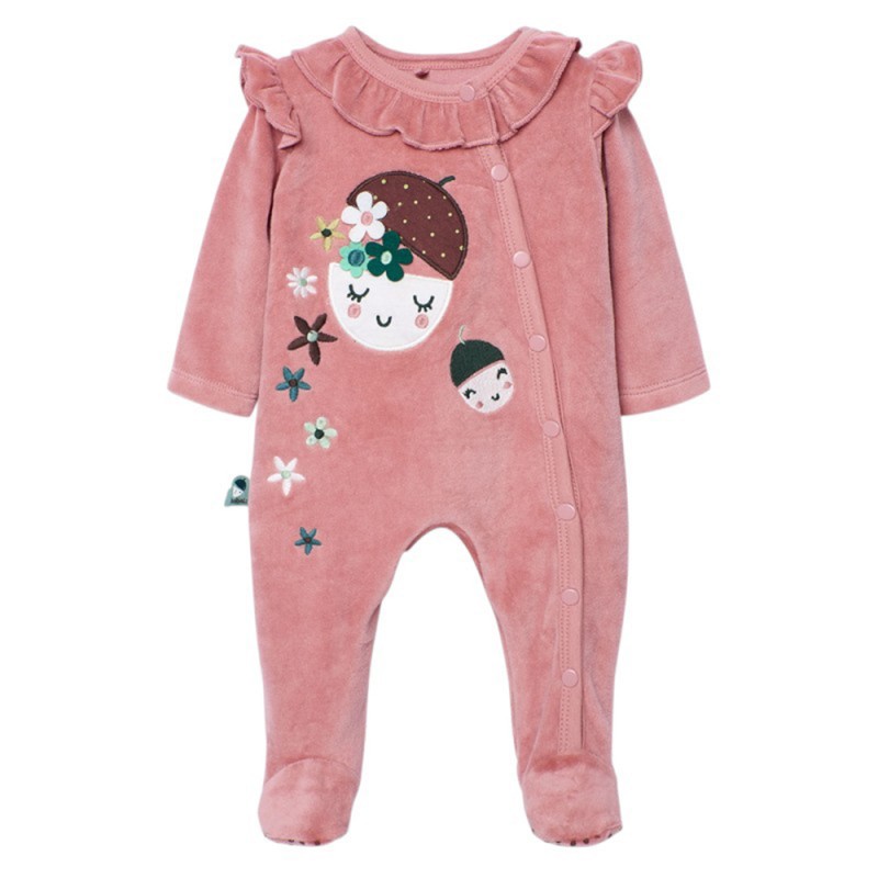 Boboli Velour play suit for baby girl -BCI (142085 3919)