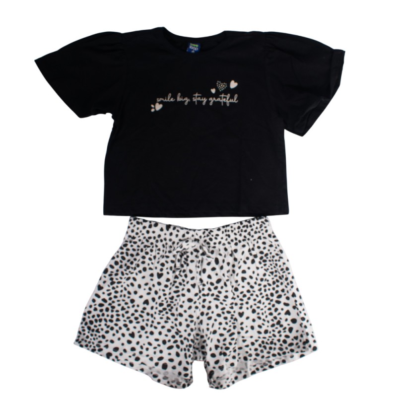 Bee Loop SET - SINGLE JERSEY CROP TOP AND SHORTS (18196 Black)