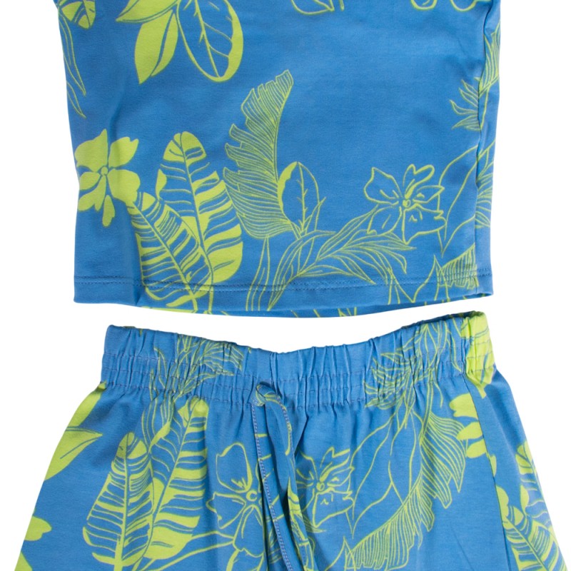 Bee Loop SET - ELASTANE JERSEY CROPPED TANK TOP AND SHORTS (18209 Blue)