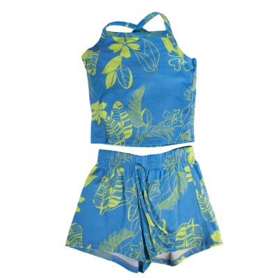 Bee Loop SET - ELASTANE JERSEY CROPPED TANK TOP AND SHORTS (18209 Blue)