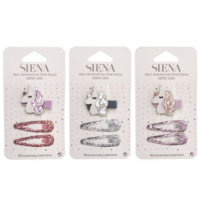 SIENA Pack 1 unicorn hairclip + 2  glitter snap hair clips (209107443 0)