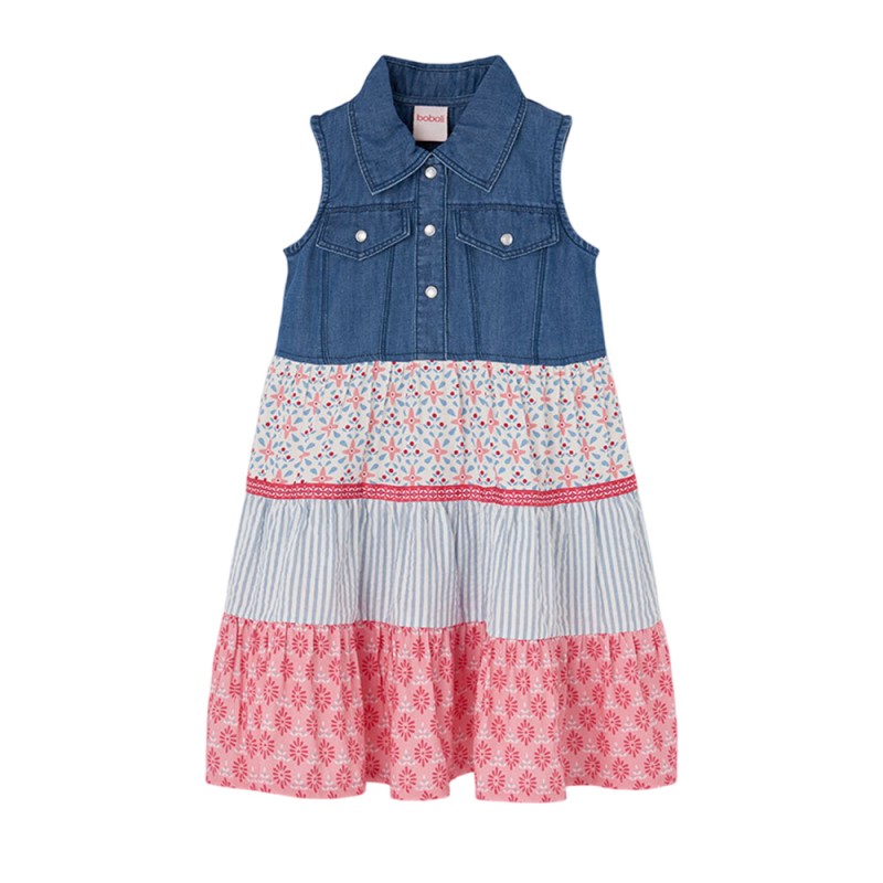 Boboli Denim dress combined for girl -BCI (303130 BLUE)