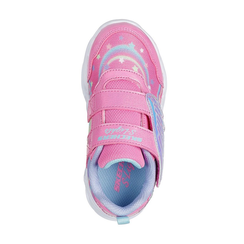 Skechers Lighted Wing U Strap W/ Sparkle Rainbow Mesh Upper (303718N PKMT)