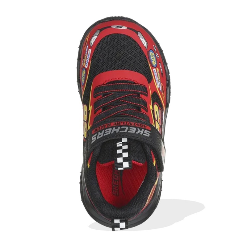Skechers Gore & Strap Sneaker W/ Vehicle Details & Tire Outsole (402303N BKRD)