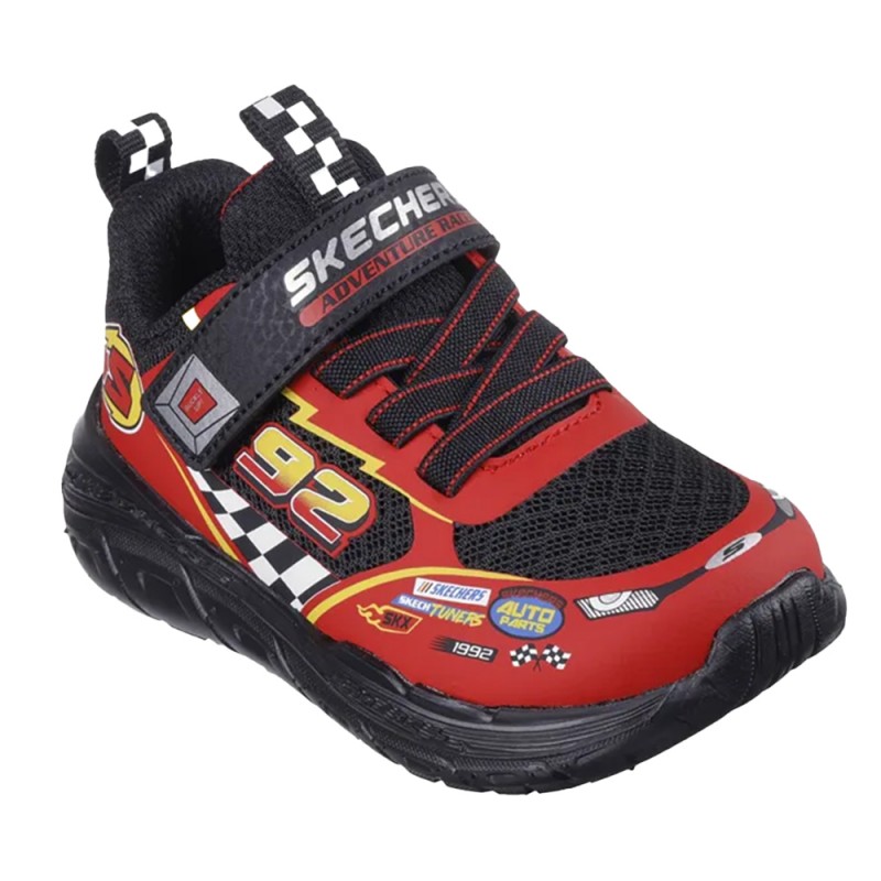 Skechers Gore & Strap Sneaker W/ Vehicle Details & Tire Outsole (402303N BKRD)
