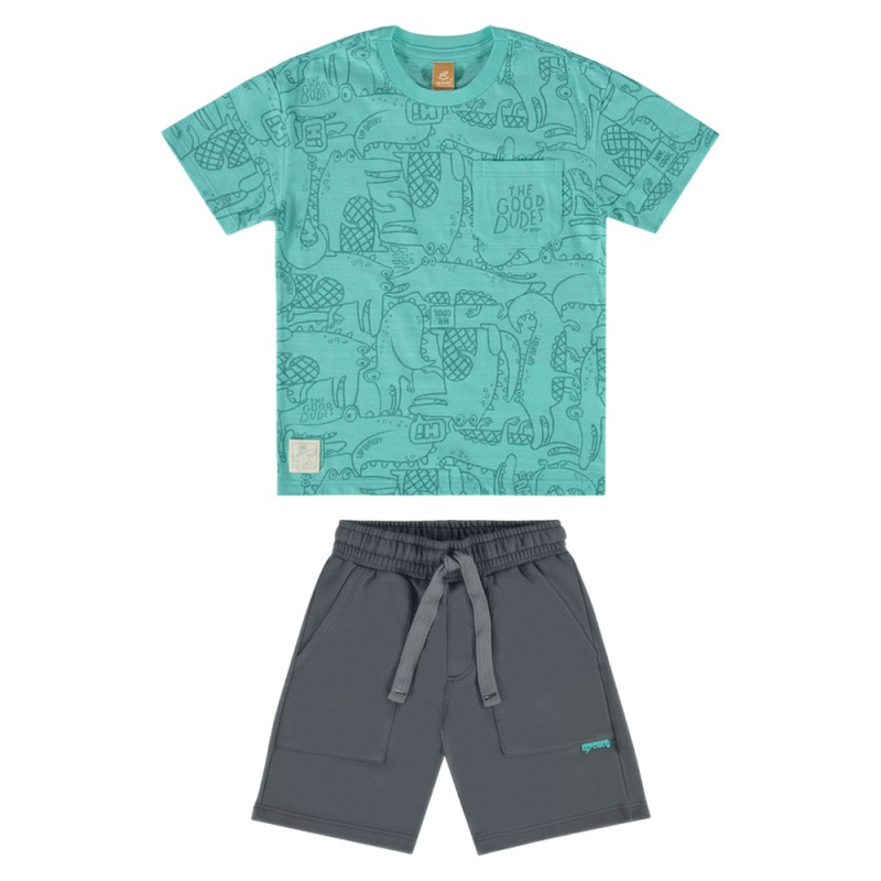 Up Baby Set - Slub jersey T-Shirt and sweat bermuda (45511 Green)