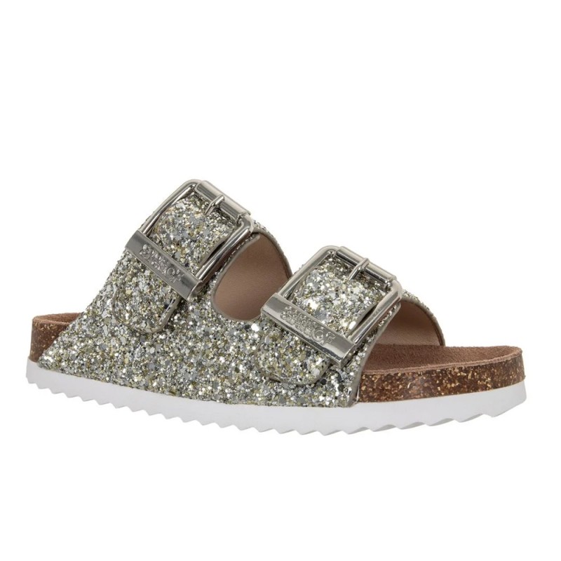 Colors of California GLITTER SANDAL TWO BUCKLES (HC.2415N SIL)
