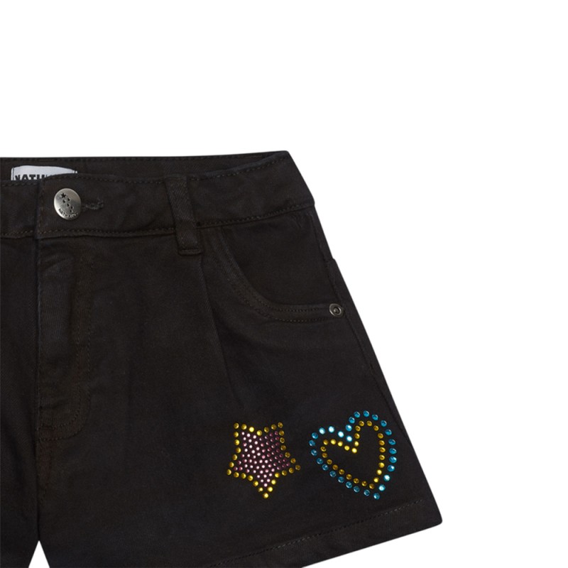 NATH DENIM SHORT HEY THE SUMMER DIARY (KG08H401S1 BLACK)