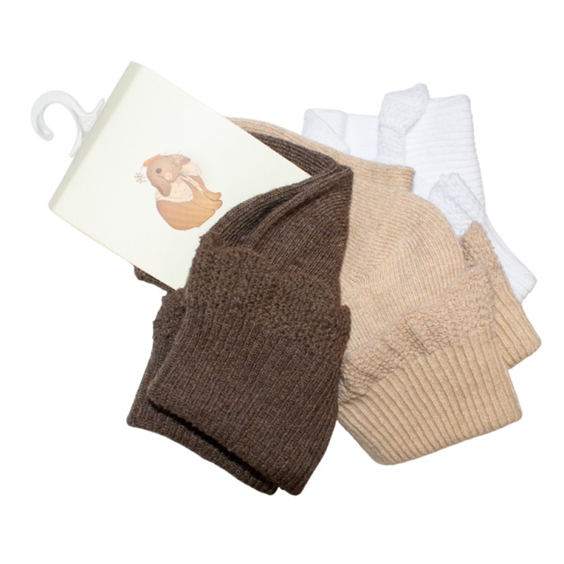 Konges Slojd 3 PACK FRILL SOCKS (KS100033 OPTIC WHITE-SAND-BROWN)
