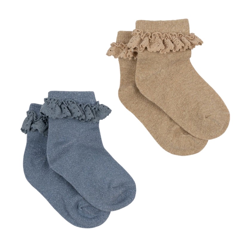 Konges Slojd 2 PACK LACE LUREX SOCKS (KS100707 SAND-BLUE)