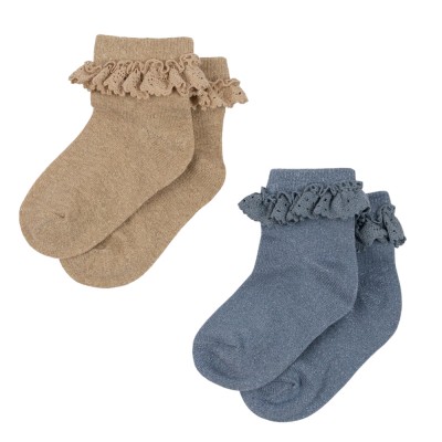 Konges Slojd 2 PACK LACE LUREX SOCKS (KS100707 SAND-BLUE)