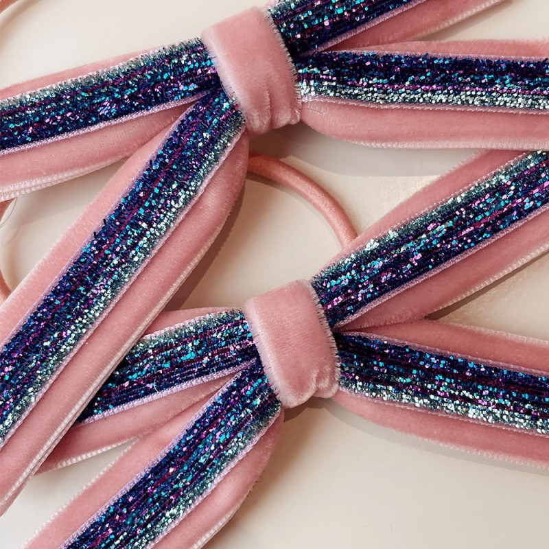Konges Slojd 2 PACK VELVET BOW ELASTIC (KS101787 MELLOW ROSE)