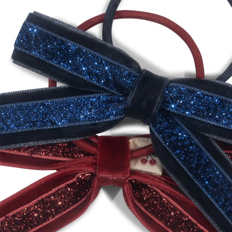 Konges Slojd 2 PACK VELVET BOW ELASTIC (KS101861 RED-NAVY)