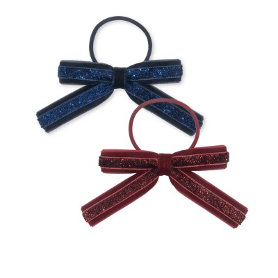 Konges Slojd 2 PACK VELVET BOW ELASTIC (KS101861 RED-NAVY)
