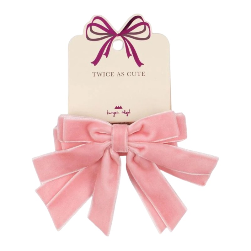 Konges Slojd 2 PACK VELVET BOW ELASTIC (KS101866 PEONY PINK)